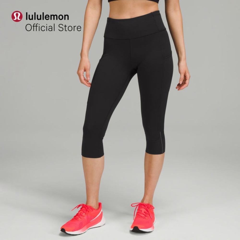 Lululemon Fast and Free Crop Capris 2 Zipper Pockets 19” Nulux Fabric Leggings